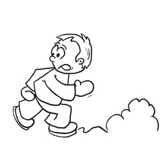 simple black and white boy running