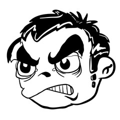 simple balck and white angry boy head