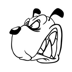 simple black and white angry dog