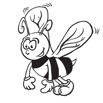 simple black and white bee cartoon