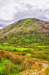 View to hill in Snowdonia National Park in North Wales