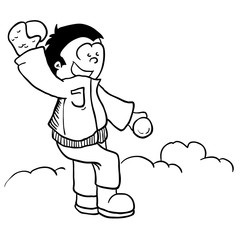 simple black and white boy with snowball