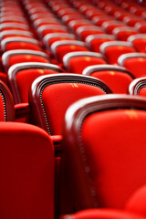 Rows with empty seats in a theater