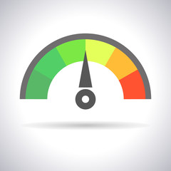 Speedometer icon or sign with arrow, isolated colorful Info-graphic gauge element. Vector illustration stylish for web design