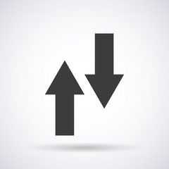 Arrows up, down icon isolated on a white background with shadow, stylish vector illustration for web design