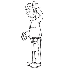 simple black and white man scratching his head