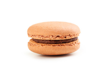 Tasty coffee macaron isolated on white