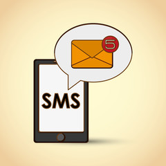 SMS graphic and smartphone design , vector illustration