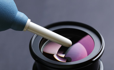 Camera Lens on the black background