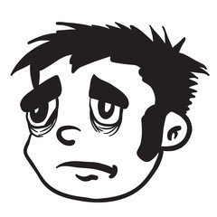 simple black and white sad boy