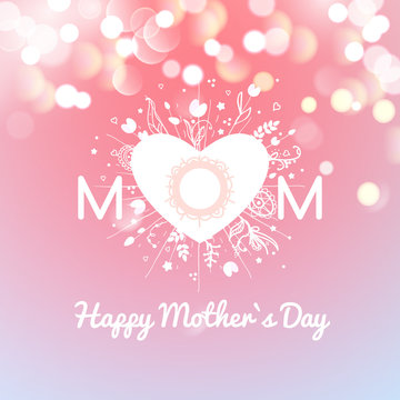 Happy mothers day card on bokeh background