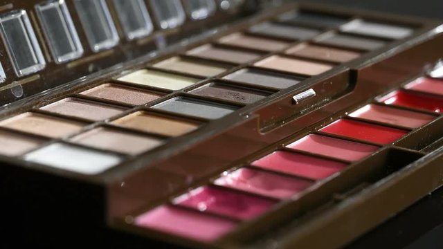 brushes and make-up eye shadows