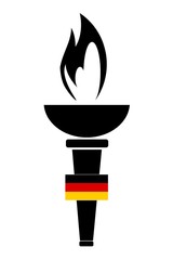 Drapeau de l'Allemagne sur une flamme olympique