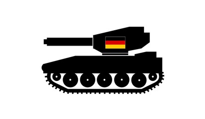 Drapeau de l'Allemagne sur un char d'assaut