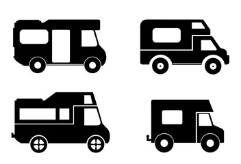 Camping-car en 4 icônes