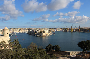 Fototapeta na wymiar Three Cities as seen from Valletta, Vittoriosa, Senglea, Cospicua, Malta 
