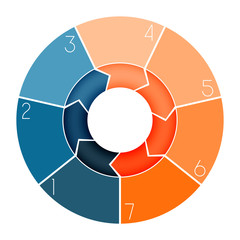 Infographic ring chart text area numbered for seven position