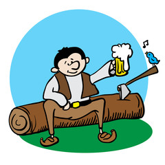 woodcutter resting