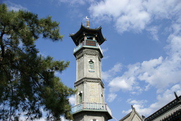 Fototapeta na wymiar A minaret of The Great Mosque of Hohhot, China