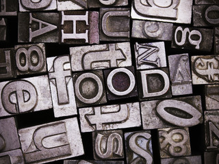 Close up of typeset letters