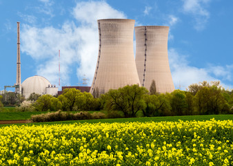 Kernkraftwerk mit Rapsfeld