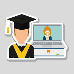 Vector illustration of Online training , editable icon