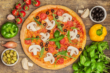 Pizza with mushrooms