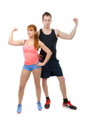 man and woman after fitness exercise