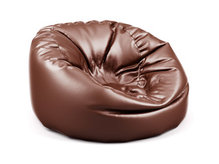 Brown soft leather beanbag isolated