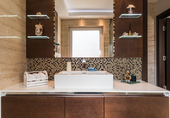 Closeup of washbasin in bathroom 