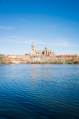 Salamanca with Tormes River and Cathedral. Spain