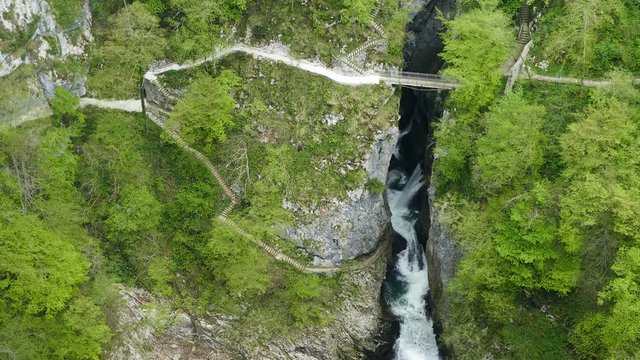 Carst river in deep george and caves - tilt down, UHD