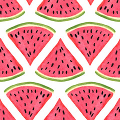 Seamless pattern with watercolor watermelon