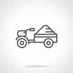Seed tractor black line vector icon