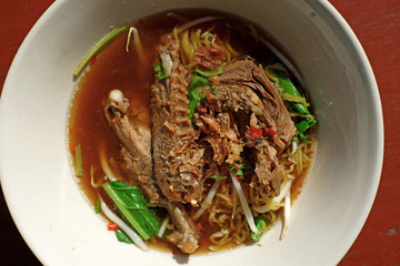rice noodle soup with stewed duck