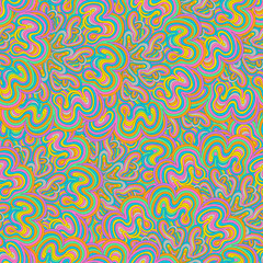 Vector seamless abstract hand-drawn pattern. Hand drawn seamless vivid wave background.