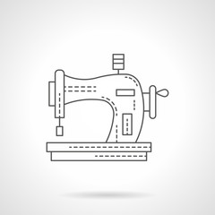 Old manual sewing machine flat line vector icon