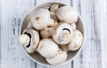 Portion of fresh white Mushrooms