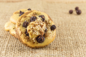 Homemade muffins with aronia and cranberries