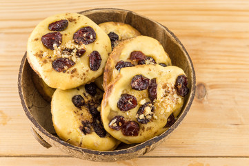 Homemade cookies with aronia and cranberries