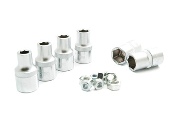 heads and nuts on white