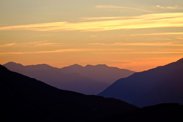 Sunrise with Clouds over Mountains. 
California, United States. 