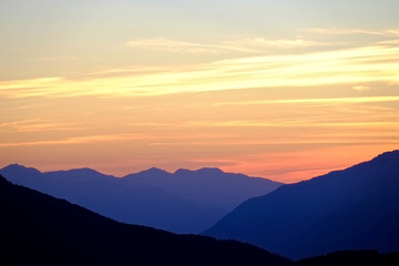 Fototapeta na wymiar Sunrise with Clouds over Mountains. California, United States. 