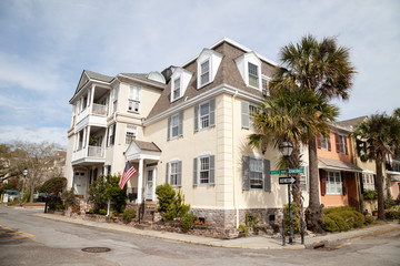 Fototapeta na wymiar Street in historical Charleston, South Carolina