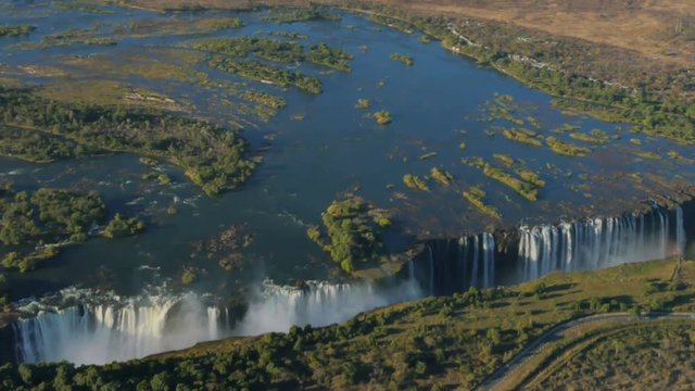 flying over victoria falls,aerial view of victoria falls one of the most famous waterfall in the world  a world heritage