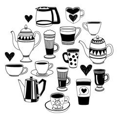 Big vector set with coffee icons 