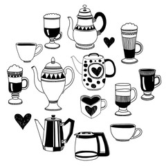 Big vector set with coffee icons 