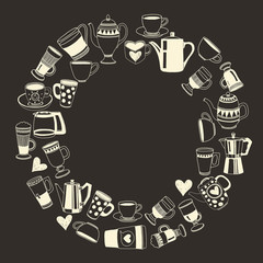 Big vector set with coffee icons 