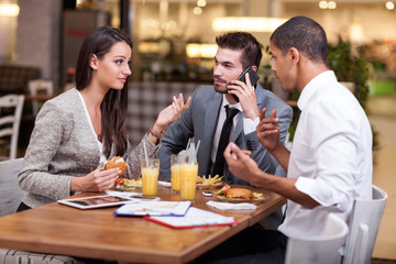 group of young Business people enjoy in lunch at restaurant