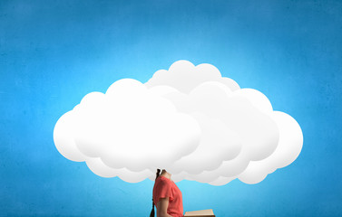 Cloud headed woman read book